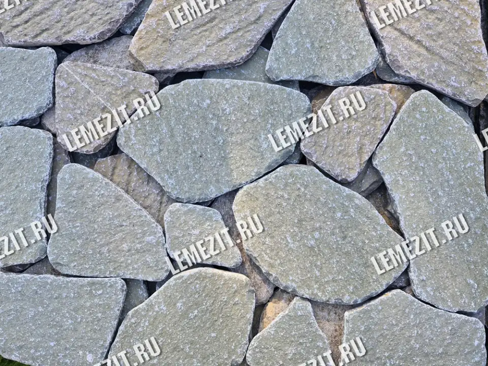 галтованный серо-зелёный плитняк лемезит для мощения дорожек и парковок